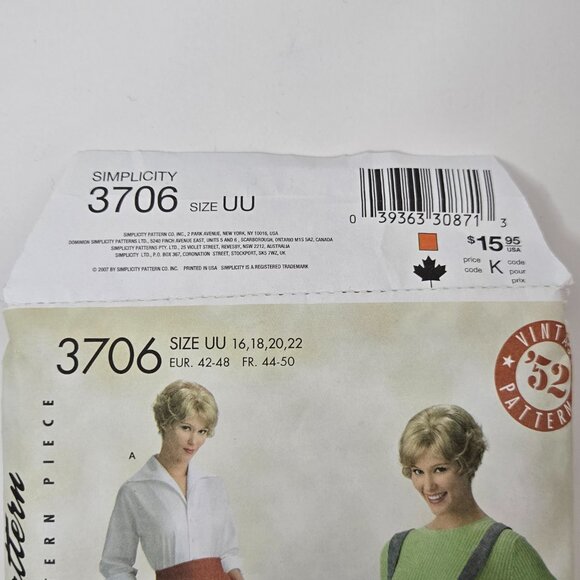 Simplicity 3706 1950s Poodle Skirt & Blouse Sewing Pattern | CUT | Size 16-22 - Picture 3 of 7